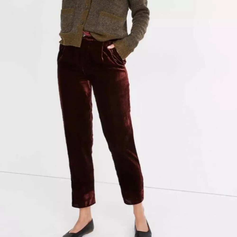 Madewell l Velvet Tapered Pleat Pull On Pants
